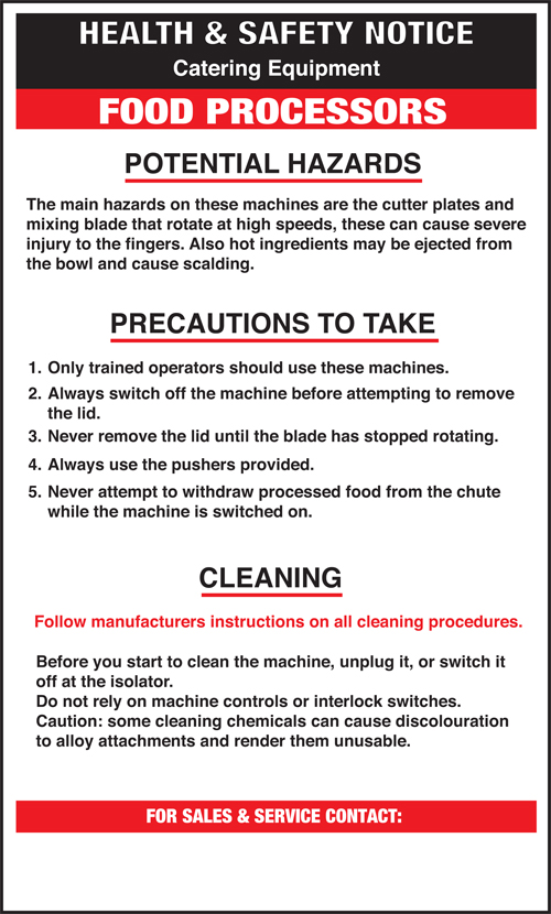 Food processor safety notice MM Catering Wholesale