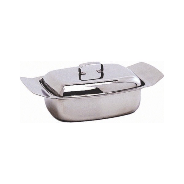 Stainless Steel Butter Dish & Lid 250G (0.5 Ltr.b) Nev Box  - Nevilles Serving Dishes