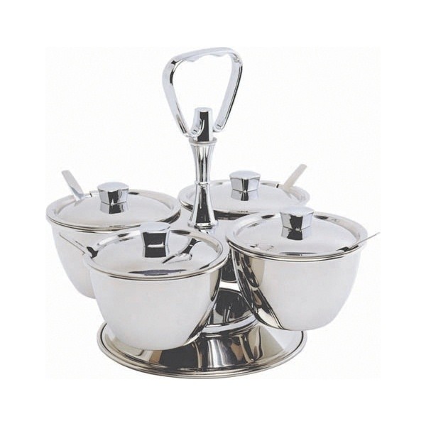 Stainless Steel Revolving Relish Server 4-Way (66277) - Nevilles Condiments