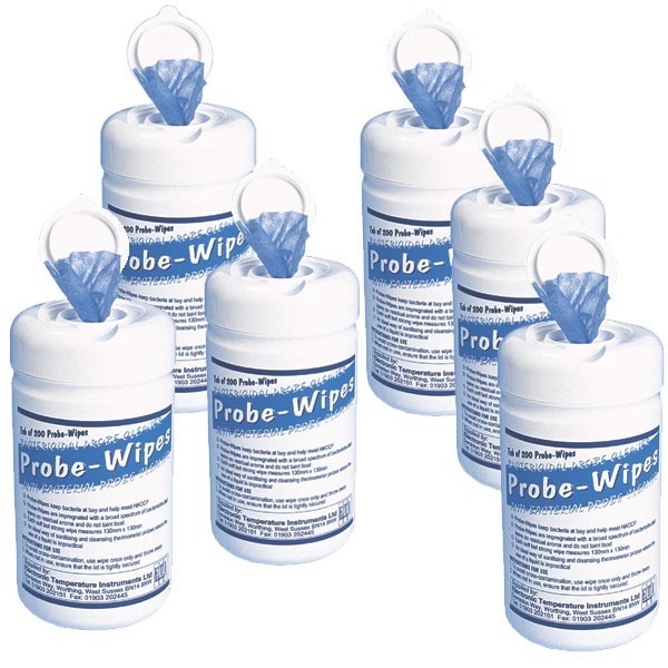 Probe-Wipesﾠ - tub ofﾠ180 in a carton of 6 tubs - ETI Thermometers