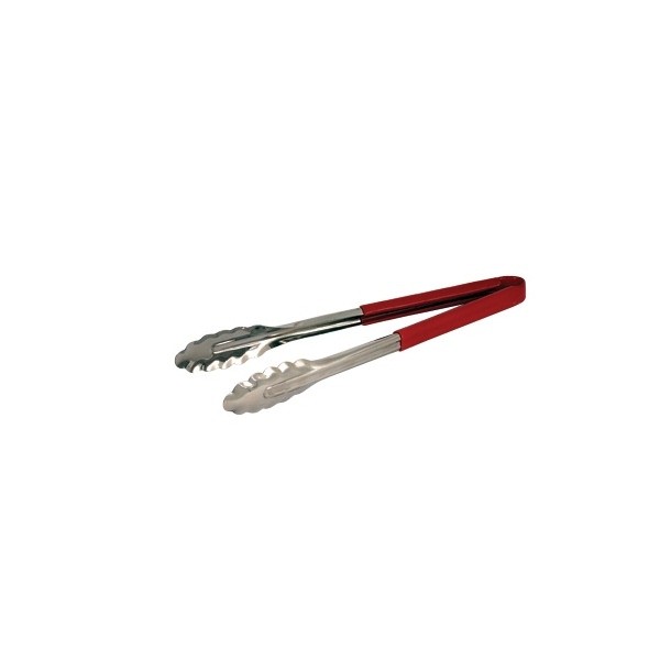Genware Colour Coded Stainless Steel Tongs 31cm Red - Nevilles Kitchen Utensils
