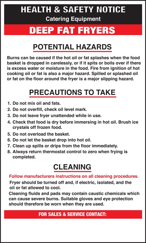 Deep fat fryer safety notice: Self Adhesive Vinyl Notice - Mileta Signage