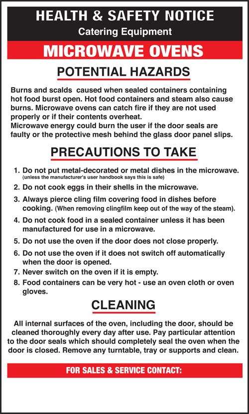 Microwave ovens safety notice: Self Adhesive Vinyl Notice - Mileta Signage
