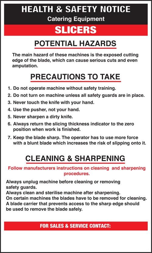 Slicers safety notice: Self Adhesive Vinyl Notice - Mileta Signage
