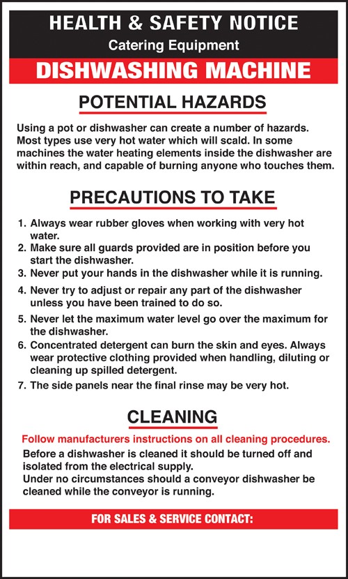Dishwashing machine safety notice: Self Adhesive Vinyl Notice - Mileta Signage