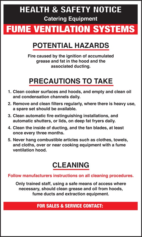 Fume ventilation system safety notice: Self Adhesive Vinyl Notice - Mileta Signage