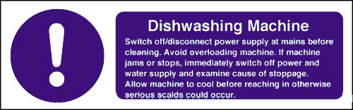 Dishwashing machine safety notice: Self Adhesive Vinyl Notice - Mileta Signage
