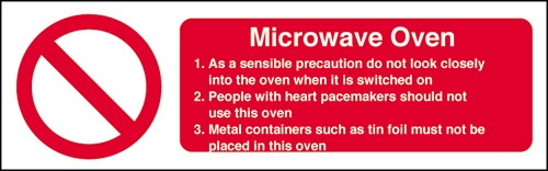 Microwave oven safety notice: Self Adhesive Vinyl Notice - Mileta Signage