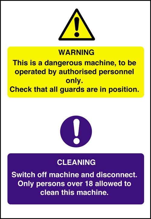 Dangerous machine/cleaning: Semi-Rigid Notice - Mileta Signage