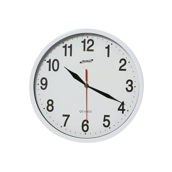 White Wall Clock: 24cm Dia. - Nevilles Kitchen Sundries
