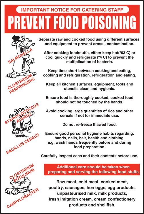 Preventing food poisoning: Self Adhesive Vinyl Notice - Mileta Signage