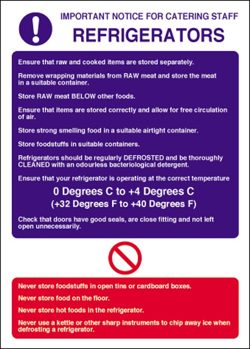Refrigerator notice: Self Adhesive Vinyl Notice - Mileta Signage