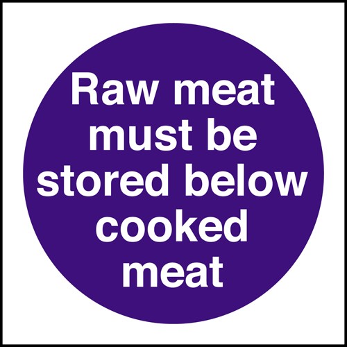 Raw meat store below cooked meat: Self Adhesive Vinyl Notice - Mileta Signage