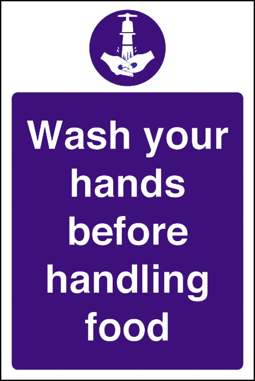 Wash your hands before Handling food: Self Adhesive Vinyl Notice - Mileta Signage