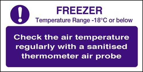 Check freezer temperature: Self Adhesive Vinyl Notice - Mileta Signage