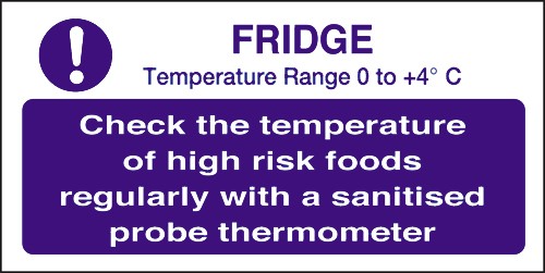 Check fridge temp: Self Adhesive Vinyl Notice - Mileta Signage