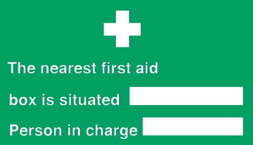Nearest first aid box/person in charge: Semi-Rigid Notice - Mileta Signage