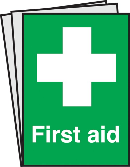 First aid. Pack of 10: Self Adhesive Vinyl Notice - Mileta Signage