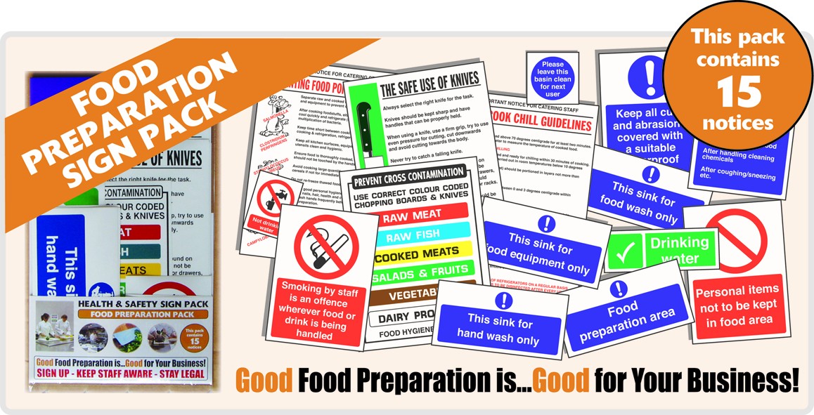 Food preparation Sign Pack. (15 notices) - Mileta Signage