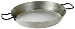 Black Iron Paella Pan : 14" top, 12" base. 353mm top, 306mm base. - Samuel Groves Black Iron