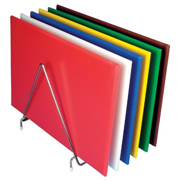 Set of 6 Low Density Chopping Boards with Rack & Wall Chart : 18"x12"x 1/2" (each board.) - Samuel Groves Chopping Boards