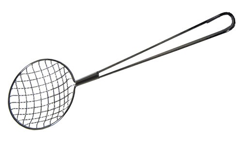 Stainless Steel Chip Lifter 4x4 wire : 5" Dia. x 15 1/2" Handle. 125mm Dia. / x 395mm Handle. - Samuel Groves Chips