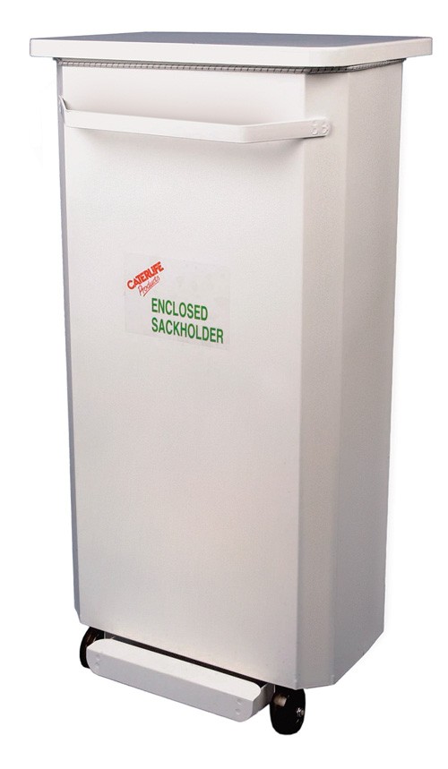 Enclosed Mobile Sackholder / With Lid : 35 1/2"h x 17"w x 12"d. 900 h x 430 w x 305d (mm). - Samuel Groves Refuse