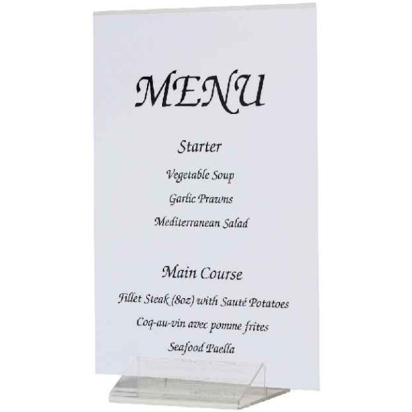 Acrylic Menu / Card Holder Tent Shape - Nevilles Menu Boards
