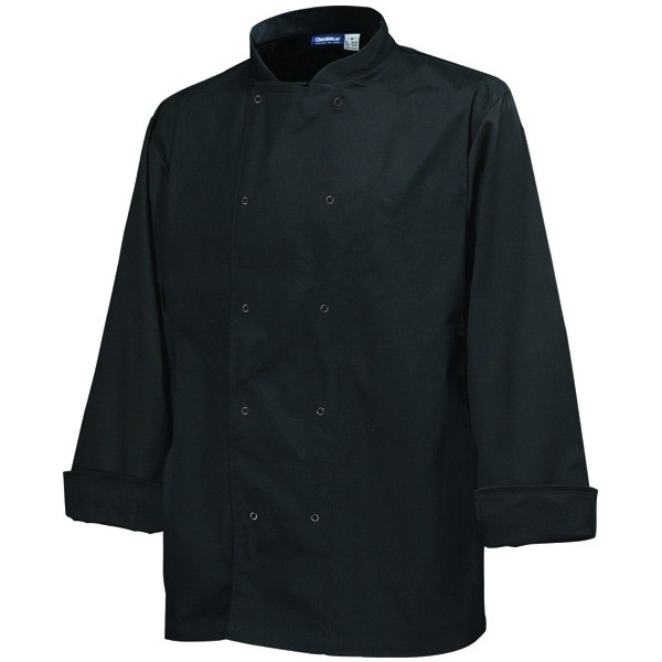 Basic Stud Jacket (Long Sleeve) Black S Size - Nevilles NEW Catering Equipment