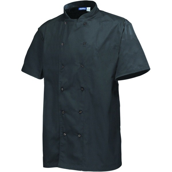 Basic Stud Jacket (Short Sleeve) Black x l Siz - Nevilles NEW Catering Equipment