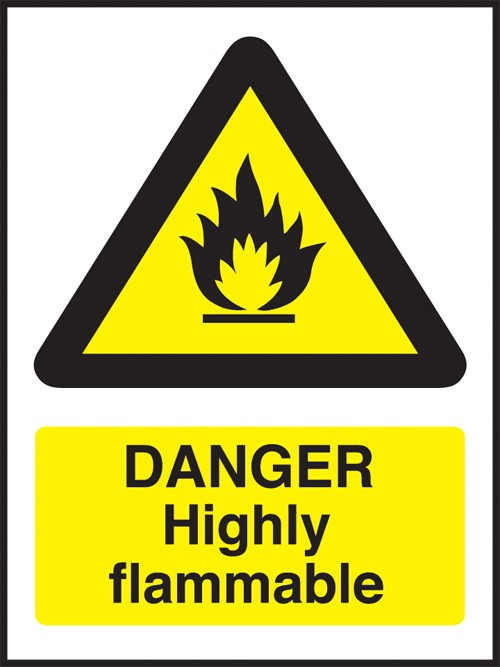 Danger highly flammable: Self Adhesive Vinyl Notice - Mileta Signage