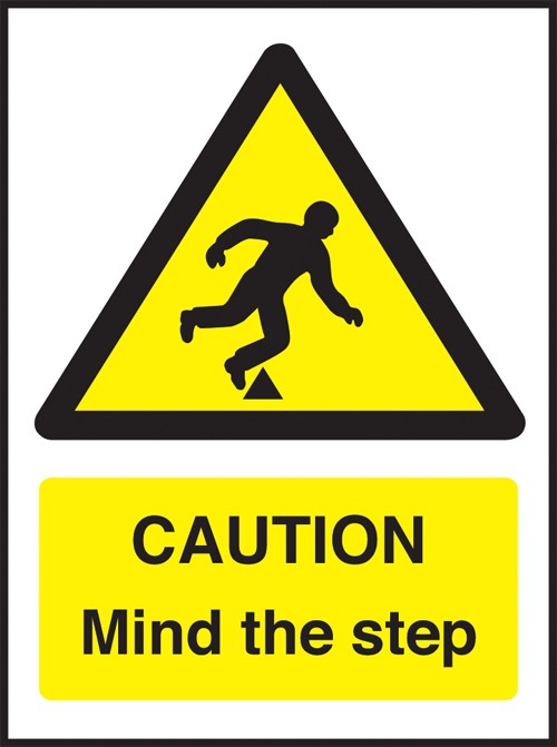 Caution mind the step: Self Adhesive Vinyl Notice - Mileta Signage