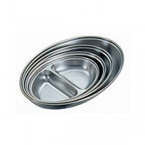 Stainless Steel 2 Division Oval Veg.Dish 8"