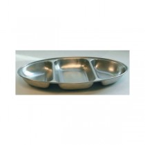 Stainless Steel 3 Division Oval Veg Dish 14"