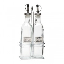 Square Glass Oil & Vinegar With Chrome Stand