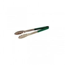 Genware Colour Coded Stainless Steel Tongs 31cm Green