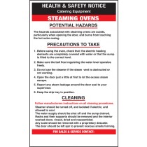 Steaming ovens safety notice: Self Adhesive Vinyl Notice