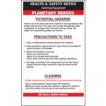 Planetary mixer safety notice: Self Adhesive Vinyl Notice