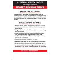 Heated rinsing sinks safety notice: Self Adhesive Vinyl Notice