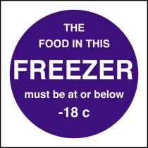 Freezer temperature: Self Adhesive Vinyl Notice