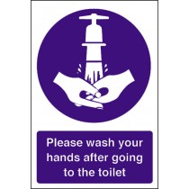 Wash your hands after going to the toilet: Self Adhesive Vinyl Notice