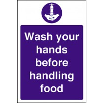 Wash your hands before Handling food: Self Adhesive Vinyl Notice