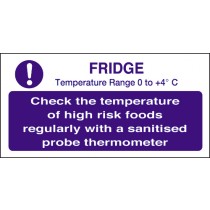 Check fridge temp: Self Adhesive Vinyl Notice