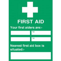 First aiders/nearest first aid box is: Semi-Rigid Notice