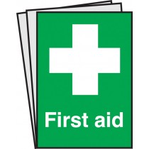 First aid. Pack of 10: Self Adhesive Vinyl Notice