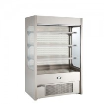 Foster Slim 1200 Multideck with Nightblind and glass end panels. Exceptional capacity, small footprint.