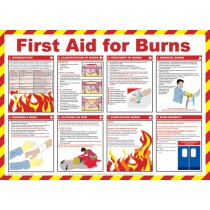 First aid for burns poster.