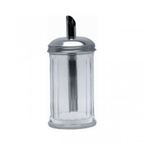 Sugar Pourer Clear Glass Base Stainless Steel Tube Top