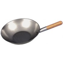 Black Iron Flat Base Wok : 11" x 2 3/4 / 280mm x 70mm.