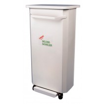 Enclosed Mobile Sackholder / With Lid : 35 1/2"h x 17"w x 12"d. 900 h x 430 w x 305d (mm).